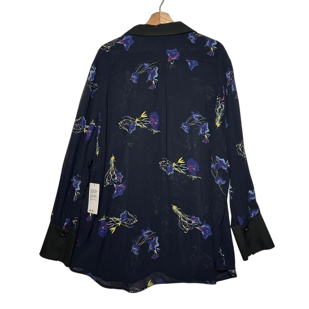 Saint+ Sofia Madison Shirt Blue Lily Gardens Floral Blouse Top Sz 16 Boho Chic - Picture 9 of 16